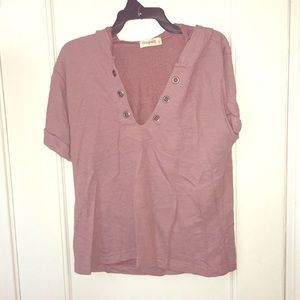 Hooded pink open front top